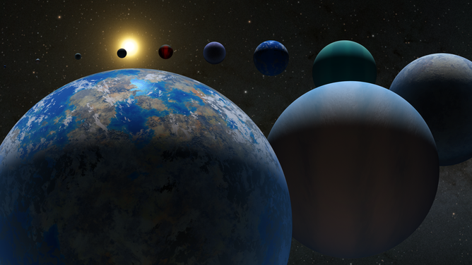 What do planets outside our solar system, or exoplanets, look like? A variety of possibilities are shown in this illustration. Scientists discovered the first exoplanets in the 1990s. As of 2022, the tally stands at just over 5,000 confirmed exoplanets.