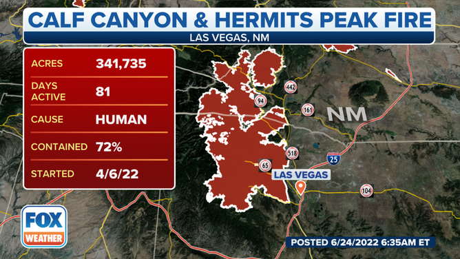 Calf-Canyon and Hermits Peak Fires as of June 24, 2022.