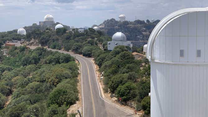 Kitt Peak National Observatory summit from the Nicholas U. Mayall 4-meter Telescope on June 18, 2022. (Image: NSF NOIRLab)