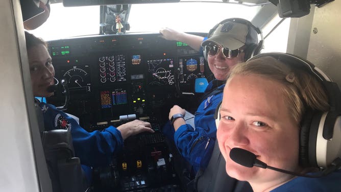Waddington and her colleagues during NOAA's first all-female flight.