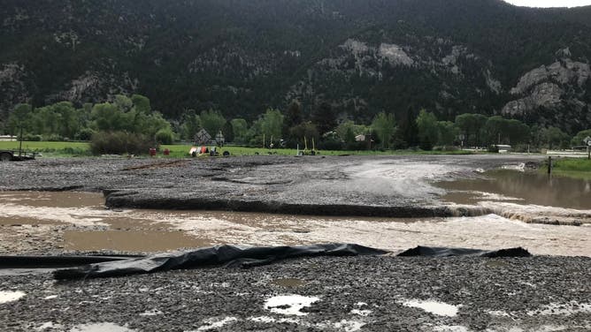 Flooding crosses Highway 89 South in Park County, Montana (Image credit: Park County Sheriff's Office)