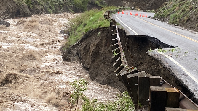 Flooding and rockslides have closed entrances to Yellowstone National Park.