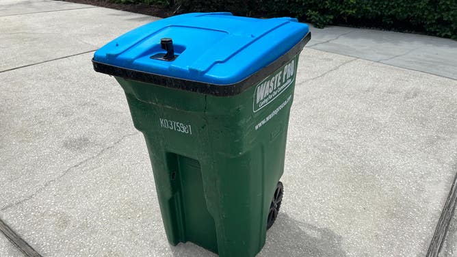 A bear-proof garbage can lid in Seminole County, Florida.