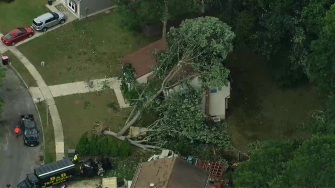 SKYFOX captured the EF-1 tornado damage in Blackwood, New Jersey, on Thursday, June 9, 2022.