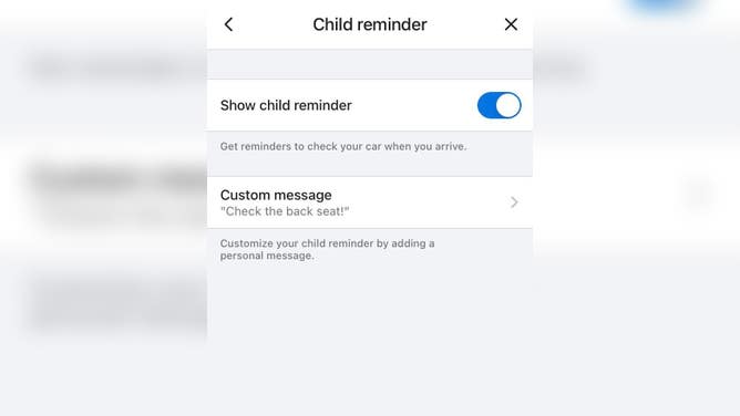 Waze child reminder notification message. 