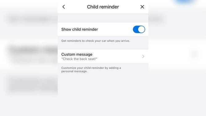 Waze child reminder notification message.