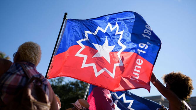 Juneteenth flag in Galveston, Texas 2021