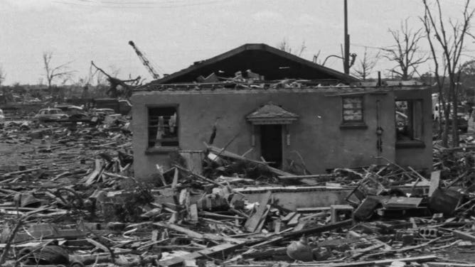 Storm damage in Lansing, Michigan 6/11/1953