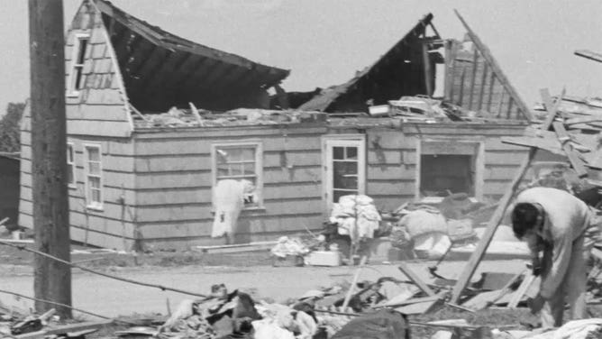 Storm damage in Lansing, Michigan 6/11/1953