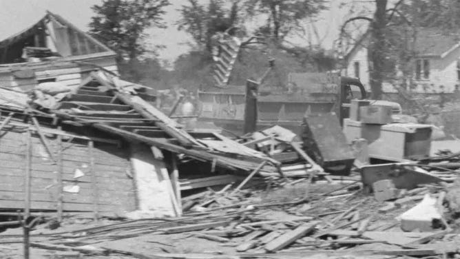Storm damage in Lansing, Michigan 6/11/1953