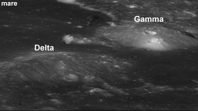 A reduced resolution image of the oblique NAC image. The crater Gruithuisen B is 9 km in diameter, north is to the right [NASA/GSFC/Arizona State University].