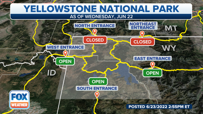 Yellowstone National Park road closures.