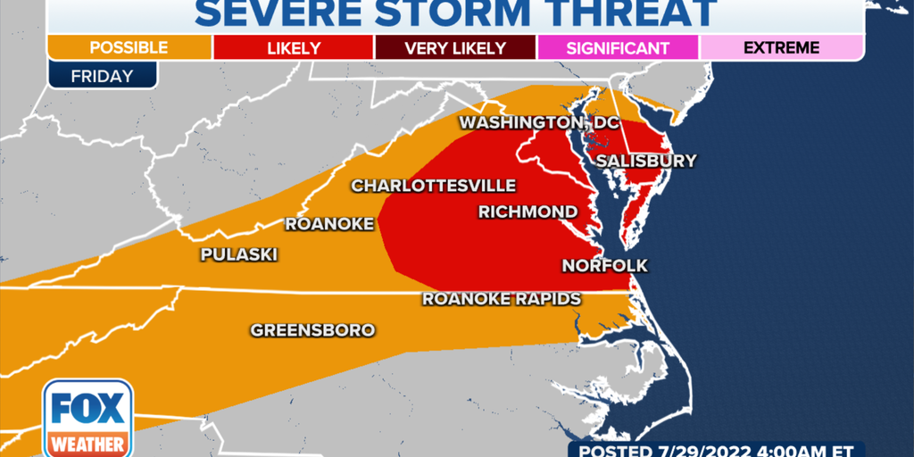 Severe Thunderstorm Watch issued for parts of Maryland and Virginia ...
