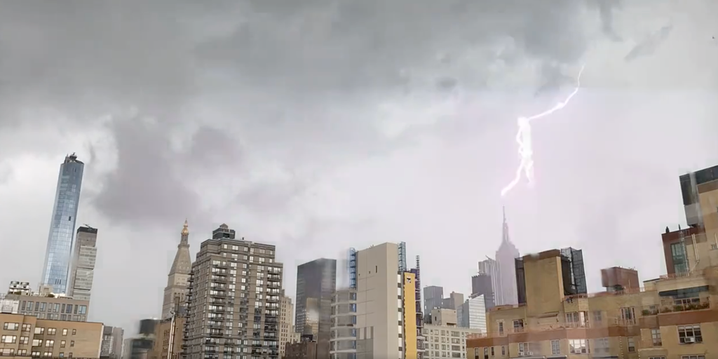 Watch: Thunderstorms produce Empire State Building lightning strike, rock  Washington with wind and rain