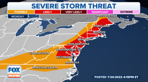 Over 50 million from Virginia to Maine face threat of severe weather Monday