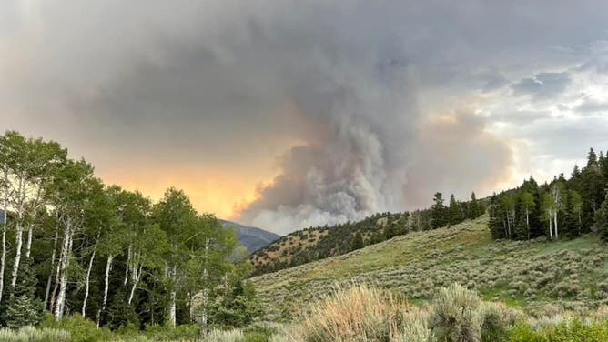 Smoke rising from the Halfway Hill Fire outside of Fillmore, Utah .