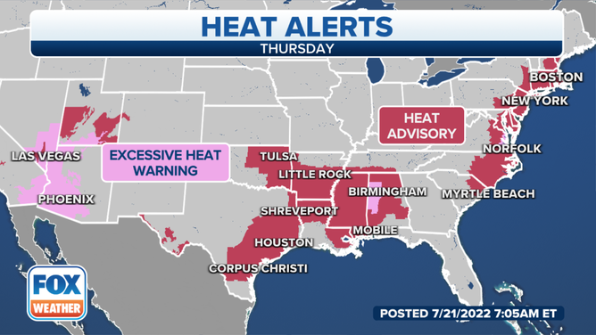 More than 104 million Americans are under a heat alert on Thursday July 21