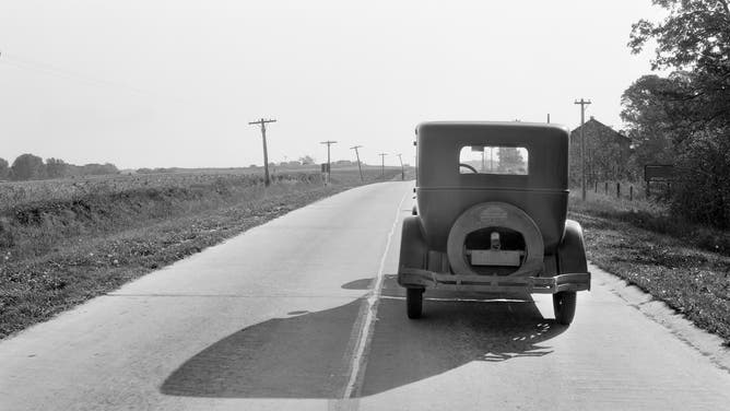 A car on Highway 51 in Madison, Wisconsin in 1931.