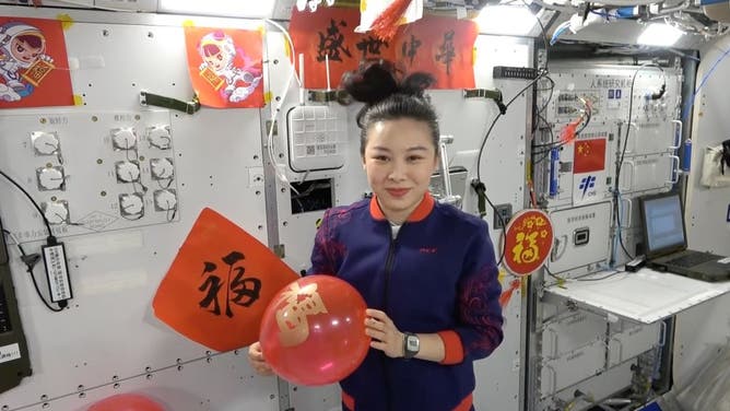 Taikonaut Wang Yaping in January 2022 on the Chinese space station. Shenzhou-13 crew members became the first Chinese to spend the nation's most important festival -- the Chinese Lunar New Year -- in outer space.