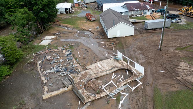 home ripped off foundation by floodwater