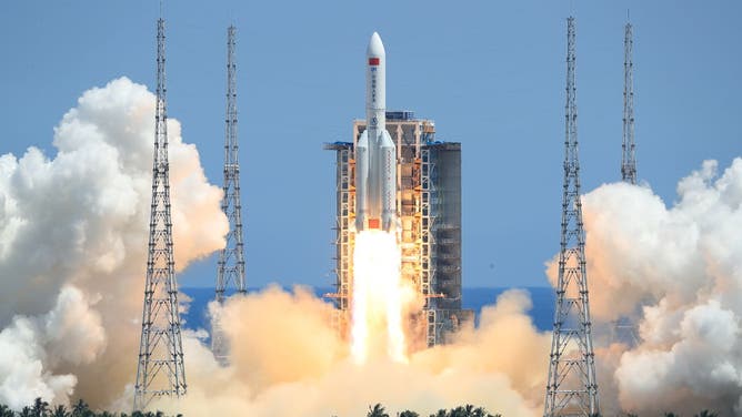 A Long March-5B Y3 rocket carrying China's space station lab module Wentian blasts off from Wenchang Spacecraft Launch Site on July 24, 2022