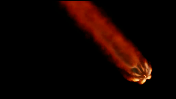 A Falcon 9 rocket flies through the sky creating a fireball above the Florida coast on July 14, 2022. (Image: SpaceX)