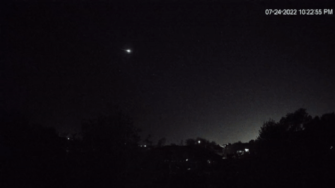A fireball is seen streaking across the Texas sky on Sunday night