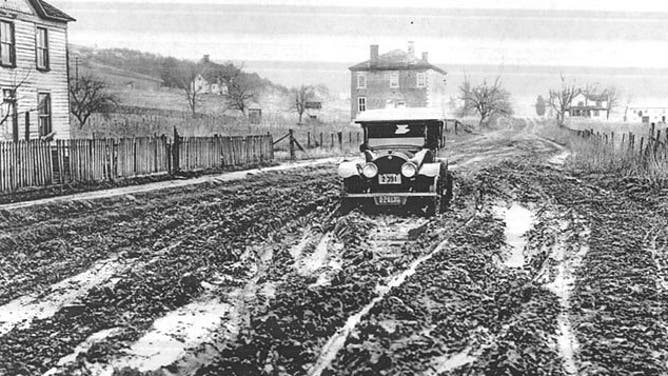 The muddy road between Washington, D.C. and Richmond, VA in 1919.