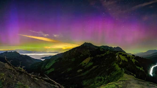 Aurora over Olympic Mountains