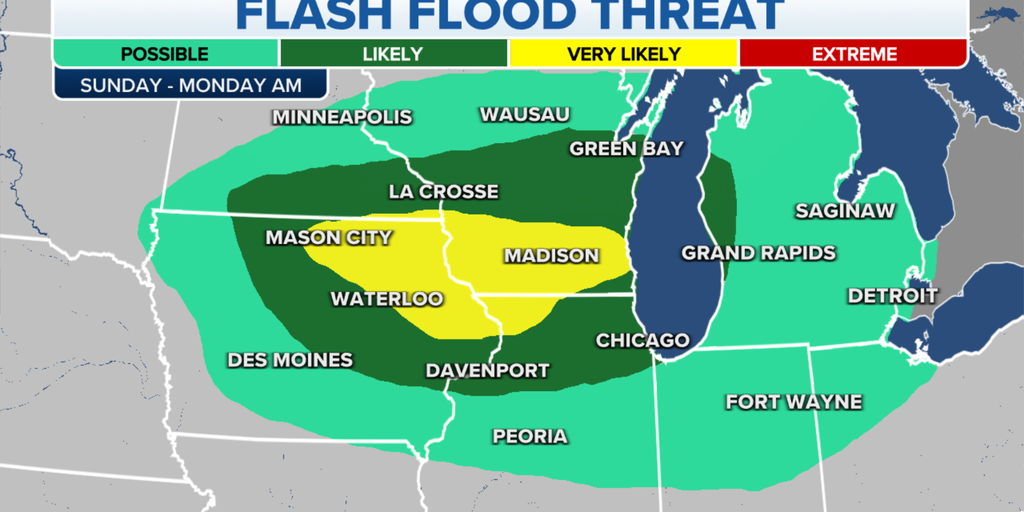 Heavy rain in the Upper Midwest, Great Lakes leading to an increased ...