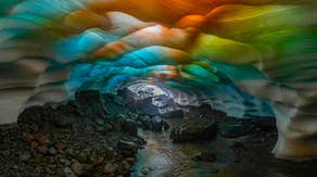 'Could not believe my eyes': Ice caves awash in vibrant colors as sun, algae combine for surreal show