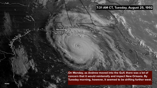 Andrew satellite image on August 25, 1992 at 7:31 A.M. CDT