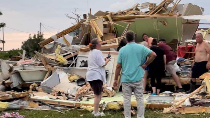 Damage is seen on Smith Island, Maryland, after a waterspout crashed ashore as a tornado on Thursday, Aug. 4, 2022.