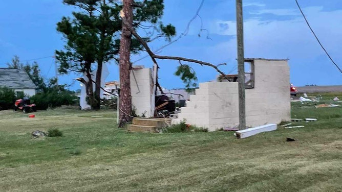 Damage is seen on Smith Island, Maryland, after a waterspout crashed ashore as a tornado on Thursday, Aug. 4, 2022.