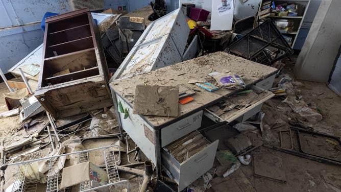 Mud and debris inside Waverly Elementary School on March 2, 2022.