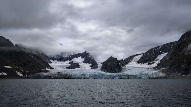 A view of fiords as they melt due to climate change near Svalbard Islands, in the Arctic Ocean in Norway on July 19, 2022.