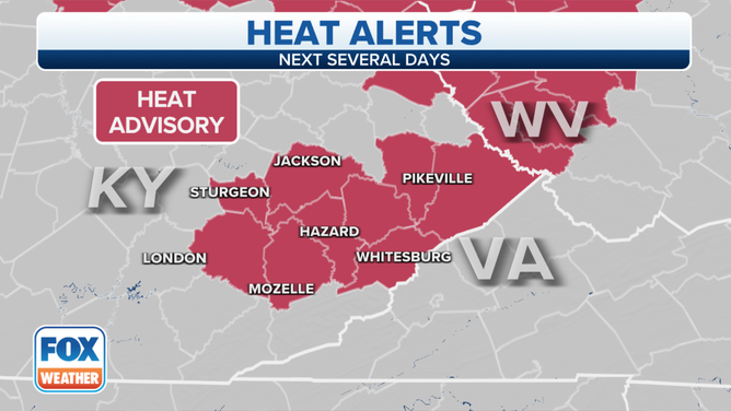 Heat Advisories are in effect across eastern Kentucky.