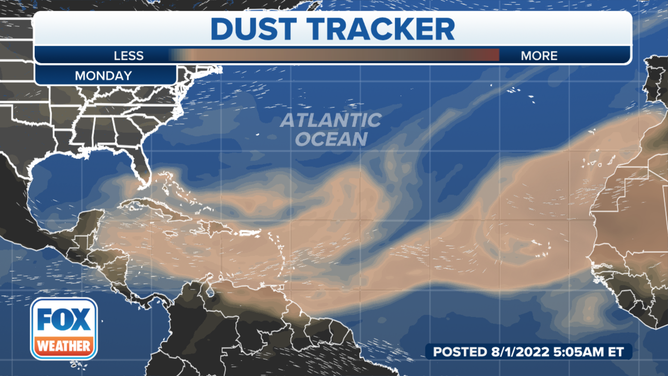 Saharan dust forecast for August 1 2022