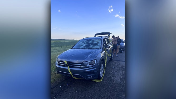 Car damaged by large hail