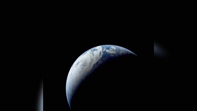 The Earth photographed by Apollo 4 from a distance of 11,214 miles. 