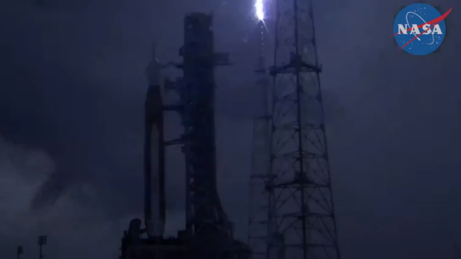 Lightning strikes space center