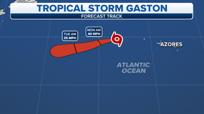 Tropical Storm Gaston weakening as it moves away from the Azores