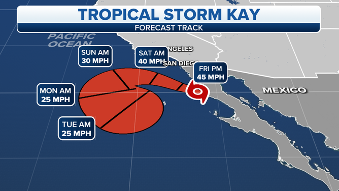 Tropical Storm Kay forecast cone