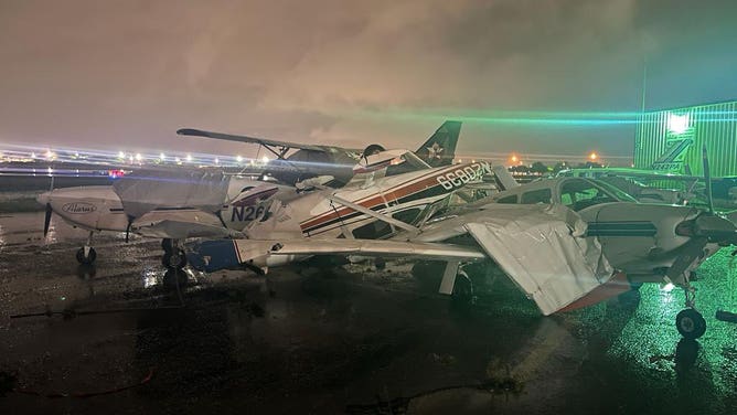 Planes flipped tornado Hurricane Ian