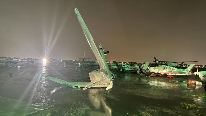 Planes flipped tornado Hurricane Ian