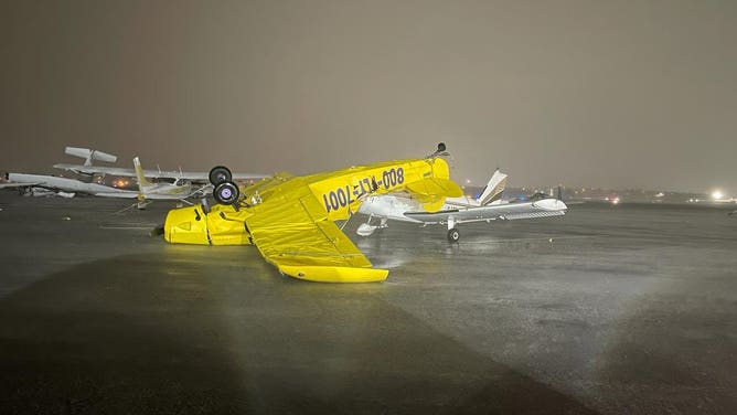 Planes flipped tornado Hurricane Ian