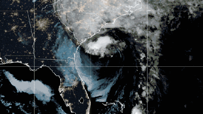 NOAA's GOES EAST Satellite shows Hurricane Ian in true color during nighttime and daytime ahead of South Carolina landfall on Sept. 30, 2022.