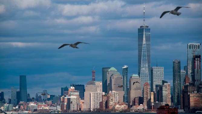 The sun shines in lower Manhattan seen from the Staten Island Ferry on January 9, 2019 in New York.