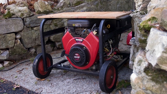 A generator outside of a home in Lower Alsace township in Pennsylvania.