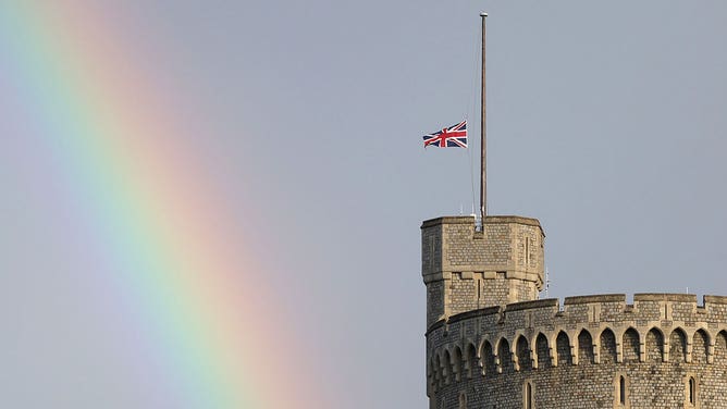 Rainbow over Windsor Castle after the death of Queen Elizabeth II